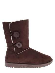 Blackfield Botki zimowe "Lola" w kolorze ciemnobrązowym rozmiar: 40. Brązowe botki Blackfield, na zimę, z aplikacjami, z materiału, z okrągłym noskiem, bez obcasa, bez zapięcia. Za 126,75 zł.