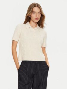Tommy Hilfiger Sweter WW0WW43957 Écru Regular Fit. Swetry klasyczne TOMMY HILFIGER, xl, z bawełny, bez kołnierzyka. Za 569,99 zł.