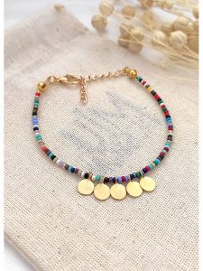 Atelier MIU Pozłacana bransoletka z elementami ozdobnymi rozmiar: onesize. Żółte bransoletki Atelier MIU, z perłą, pozłacane. Za 21,99 zł.