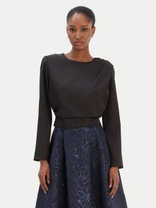 Rinascimento Bluzka CFC0126404003 Czarny Regular Fit. Czarne bluzki Rinascimento, s, bez wzorów, z syntetyku, bez kołnierzyka, bez ramiączek. Za 289,99 zł.