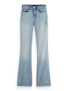 Scotch & Soda Dżinsy - Flared fit - w kolorze błękitnym rozmiar: W28/L32. Niebieskie jeansy Scotch & Soda, z aplikacjami, ze skóry, z podwyższonym stanem. Za 154,07 zł.