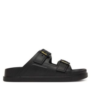 Klapki Blauer. Czarne klapki Blauer, bez wzorów, bez obcasa. Za 199,99 zł.