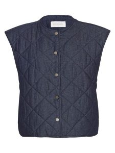 MOSS COPENHAGEN Kamizelka "Meika Lysandra" w kolorze granatowym rozmiar: L. Niebieskie kamizelki Moss Copenhagen, l, bez wzorów, z bawełny, bez kołnierzyka, bez ramiączek, bez kaptura. Za 173,99 zł.