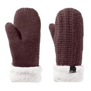 Rękawiczki turystyczne zimowe damskie Jack Wolfskin Highloft Knit Mitten. Czerwone rękawiczki Jack Wolfskin, na zimę, bez wzorów, z poliesteru. Za 108,64 zł.