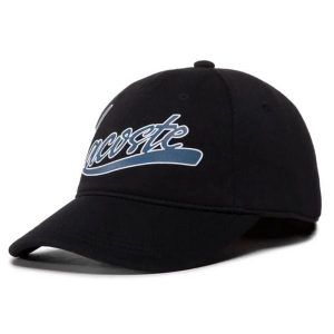 Czapka z daszkiem dla dorosłych Lacoste. Czarne czapki Lacoste, bez wzorów, z bawełny, eleganckie. Za 124,96 zł.