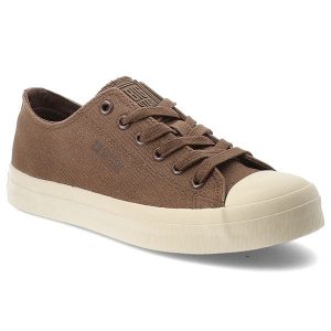 Trampki damskie Big Star, cholewka z materiału tekstylnego klasyczne sznurowanie zaokrąglony gumowy nosek, brązowe, TT274123. Brązowe trampki Big Star, bez wzorów, z gumy, bez zapięcia. Za 107,90 zł.