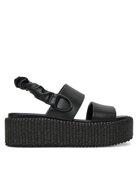 Blauer Sandały S5OPAL04/RAF Czarny. Czarne sandały Blauer, bez wzorów, ze skóry, bez obcasa, na koturnie, bez zapięcia. Za 259,99 zł.