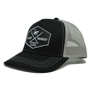 Czapka Trucker z 5 panelami / Rozmiar uniwersalny (Czarny/Szary). Szare czapki SURF MONKEY, z aplikacjami, z bawełny, eleganckie. Za 135,96 zł.