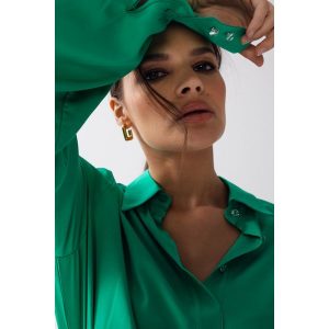 Bluza typu oversize z HAFTEM, w kolorze TOTALLY BLACK - EVANS SATIN. Czarne bluzy Marsala, bez wzorów, z bawełny, z kapturem. Za 299,90 zł.