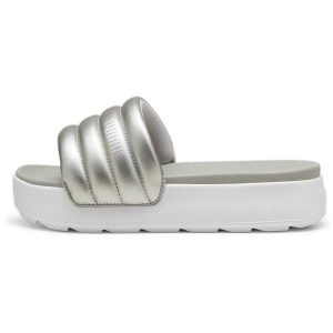 Klapki Puma Karmen Slide Puffy, Kobiety. Szare klapki Puma, bez wzorów, z materiału, bez obcasa. Za 199,99 zł.