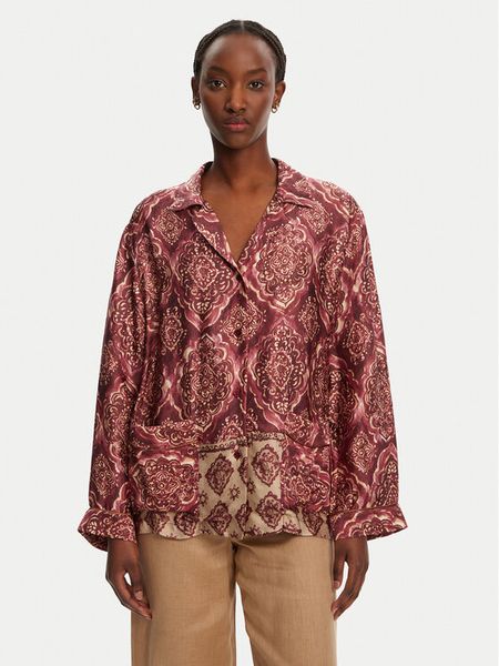 ViCOLO Koszula TD0378 Bordowy Relaxed Fit. Czerwone koszule ViCOLO, m, bez wzorów, z wiskozy, bez kołnierzyka, bez ramiączek. Za 299,99 zł.