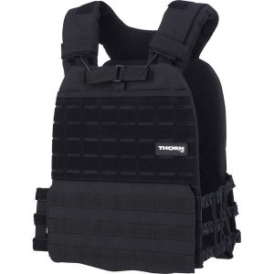 Kamizelka do ćwiczeń z obciążeniem Thorn Fit. Czarne kamizelki THORN FIT, bez wzorów, bez kołnierzyka, bez ramiączek, bez kaptura. Za 399,00 zł.