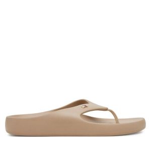 Japonki Tommy Hilfiger. Brązowe klapki TOMMY HILFIGER, bez wzorów, bez obcasa. Za 109,99 zł.