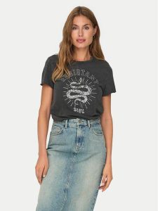 ONLY T-Shirt Lucy 15215721 Szary Regular Fit. Szare t-shirty ONLY, m, bez wzorów, z bawełny, bez kołnierzyka, bez ramiączek. Za 89,99 zł.