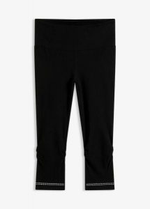 Legginsy rybaczki z połyskiem (2 szt.). Czarne legginsy bonprix, bez wzorów, z koronki. Za 55,98 zł.