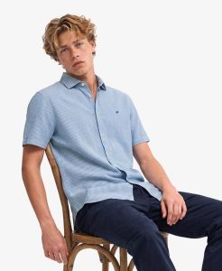 Superdry Koszula Riviera z krótkim rękawem z lnu - Blue Chalk Stripe. Niebieskie koszule Superdry, m, bez wzorów, ze lnu, bez kołnierzyka, bez ramiączek. Za 352,05 zł.