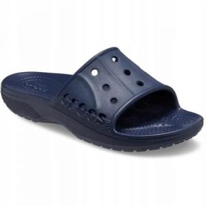 Klapki Dla Dorosłych Crocs Baya II Slide. Niebieskie klapki Crocs, bez wzorów, z materiału, bez obcasa. Za 99,99 zł.