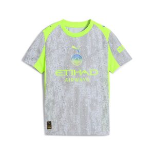 Młodzieżowa trzecia koszulka Manchester City 25/26 PUMA. Niebieskia bluzki Puma, m, bez wzorów, młodzieżowe, bez kołnierzyka, bez ramiączek. Za 349,50 zł.