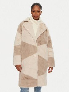 Bomboogie Kożuch CW8698TFSB4 Beżowy Loose Fit. Brązowe płaszcze Bomboogie, bez wzorów, z syntetyku, bez kaptura. Za 819,99 zł.