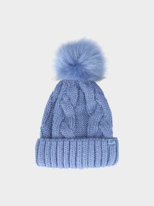 4F Czapka zimowa damska - granatowa M. Niebieskie czapki 4f, bez wzorów, z polaru, klasyczne. Za 39,99 zł.