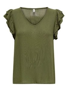 ONLY Bluzka "Chiara" w kolorze khaki rozmiar: XL. Brązowe bluzki ONLY, xl, bez wzorów, z wiskozy, bez kołnierzyka, bez ramiączek. Za 74,63 zł.