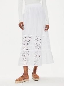 United Colors Of Benetton Spódnica trapezowa 49HSD003N Biały Regular Fit. Białe spódnice United Colors of Benetton, xs, bez wzorów, z bawełny. Za 209,99 zł.