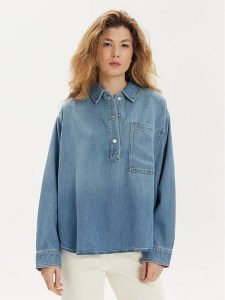 S.Oliver Koszula jeansowa 2140995 Niebieski Loose Fit. Niebieskie koszule s.Oliver, s, bez wzorów, z bawełny, bez kołnierzyka, bez ramiączek. Za 349,99 zł.
