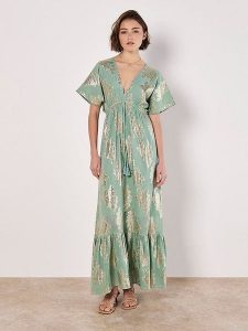 Apricot Sukienka w kolorze zielonym rozmiar: L. Zielone sukienki Apricot, na co dzień, l, bez wzorów, z bawełny, bez kołnierzyka, bez ramiączek, maxi, proste. Za 152,99 zł.