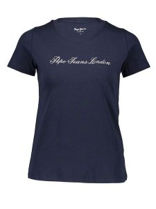 Pepe Jeans Koszulka w kolorze granatowym rozmiar: S. Niebieskie bluzki Pepe Jeans, s, bez wzorów, z jeansu, bez kołnierzyka, bez ramiączek. Za 83,42 zł.