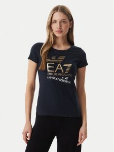 EA7 Emporio Armani T-Shirt 7W000977 AF10373 UB102 Granatowy Regular Fit. Niebieskie t-shirty EA7 Emporio Armani, l, bez wzorów, z bawełny, bez kołnierzyka, bez ramiączek. Za 253,99 zł.