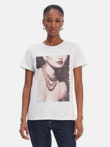 Guess T-Shirt W6RI57 K9RM1 Biały Classic Fit. Białe t-shirty Guess, m, z aplikacjami, z bawełny, bez kołnierzyka, bez ramiączek. Za 149,99 zł.