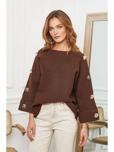 Joséfine Sweter "Marole" w kolorze brązowym rozmiar: M. Brązowe swetry oversize Joséfine, m, bez wzorów, bez ramiączek. Za 242,13 zł.