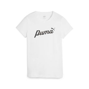 Damska koszulka ESS+ Script PUMA White. Białe bluzki Puma, l, bez wzorów, z bawełny, sportowe, bez kołnierzyka, bez ramiączek. Za 156,00 zł.