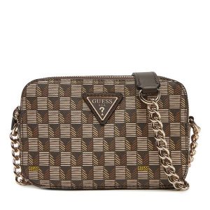 Torebka Guess. Brązowe listonoszki Guess, z aplikacjami, bez dodatków. Za 309,99 zł.