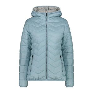 Kurtka damska turystyczna CMP 33K3506. Niebieskie kurtki CMP, na zimę, l, bez wzorów, z puchu, z kapturem. W wyprzedaży za 339,99 zł.