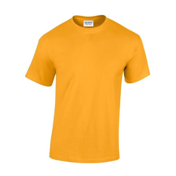 Ciężka Bawełniana Koszulka Unisex Dla Dorosłych. Żółte bluzki GILDAN, l, bez wzorów, z bawełny, sportowe, bez kołnierzyka, bez ramiączek. Za 30,99 zł.