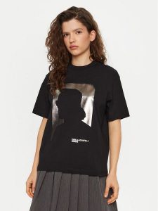 Karl Lagerfeld Jeans T-Shirt A1W17032 Czarny Relaxed Fit. Czarne t-shirty Karl Lagerfeld Jeans, s, bez wzorów, z bawełny, bez kołnierzyka, bez ramiączek. Za 229,99 zł.