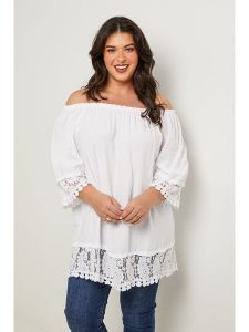 Curvy Lady Bluzka w kolorze białym rozmiar: 48/50. Białe bluzki Curvy Lady, bez wzorów, z koronki, klasyczne, bez kołnierzyka, bez ramiączek. Za 100,99 zł.