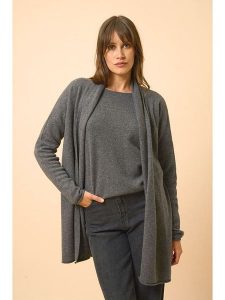 Just Cashmere Kaszmirowy kardigan "Maddie" w kolorze antracytowym rozmiar: L. Czarne kardigany Just Cashmere, z kaszmiru. Za 360,17 zł.