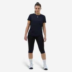 Legginsy do siatkówki damskie. Czarne legginsy ALLSIX, bez wzorów, z bawełny. Za 19,99 zł.