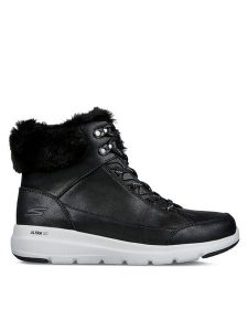 Skechers Trzewiki Glacial Ultra Cozyly 144178/BLK Czarny. Czarne botki Skechers, bez wzorów, z materiału, bez obcasa, na płaskiej podeszwie, bez zapięcia. Za 339,99 zł.