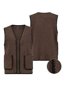 Sublevel Kamizelka pluszowa w kolorze ciemnobrązowym rozmiar: L/XL. Brązowe kamizelki Sublevel, l, bez wzorów, bez kołnierzyka, bez ramiączek, bez kaptura. Za 159,45 zł.