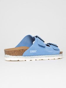 Sunbay Skórzane klapki "Turmero" w kolorze błękitnym rozmiar: 40. Niebieskie klapki Sunbay, bez wzorów, ze skóry, z otwartym noskiem, bez obcasa. Za 224,52 zł.