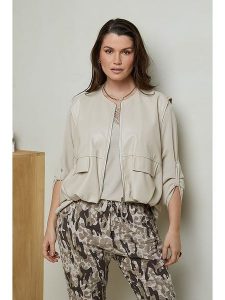 Curvy Lady Kurtka przejściowa w kolorze beżowym rozmiar: 48/50. Brązowe kurtki Curvy Lady, bez wzorów, prążkowane, bez kaptura. Za 106,13 zł.