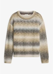 Sweter z efektem ombre. Brązowe swetry klasyczne bonprix, z wełny, bez kołnierzyka. Za 129,99 zł.