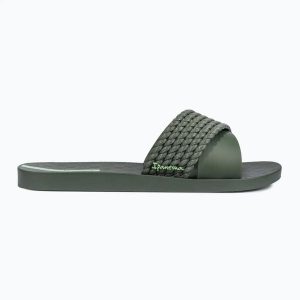 Klapki damskie Ipanema Street II. Zielone klapki Ipanema, bez wzorów, z materiału, bez obcasa. Za 67,99 zł.