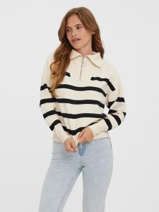Vero Moda Sweter "Saba" w kolorze czarno-kremowym rozmiar: L. Czarne golfy Vero Moda, bez wzorów. Za 113,36 zł.