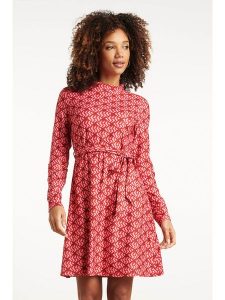 Smashed Lemon Sukienka w kolorze czerwono-jasnoróżowym rozmiar: XS. Czerwone sukienki Smashed Lemon, na co dzień, xs, bez wzorów, z tkaniny, bez kołnierzyka, bez ramiączek, midi, proste. Za 104,99 zł.