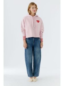 Oui Bluza w kolorze jasnoróżowym rozmiar: 42. Różowe bluzy Oui, bez wzorów, z kapturem. Za 131,12 zł.