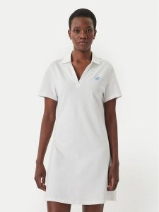 Tommy Hilfiger Sukienka codzienna WW0WW48749 Écru Regular Fit. Białe kombinezony TOMMY HILFIGER, s, bez wzorów, z bawełny, bez kołnierzyka, bez ramiączek. Za 409,99 zł.